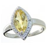 Marquise Cut Natural Citrine & Diamond Ring