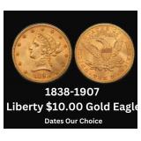 1838-1907 Liberty Head $10.00 Gold Eagle