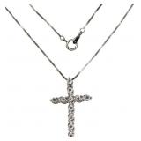 Brilliant Natural Diamond Cross 18" Necklace