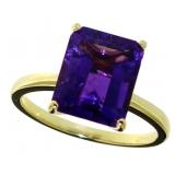 Emerald Cut 4.10 ct Natural Amethyst Ring