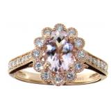 14kt Gold 1.58 ct Oval Morganite & Diamond Ring