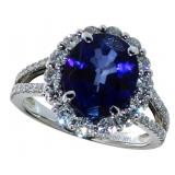 14kt Gold 5.69 ct Oval Sapphire & Diamond Ring