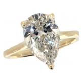 14k Gold 3.28 ct Pear Shape Lab Diamond Ring