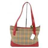 Burberry Red Trim Nova Check Handbag