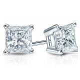 14k Gold 2.55 ct Princess Cut Lab Diamond Earrings