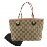 Gucci Monogram Canvas Pink Trim Handbag