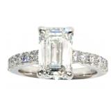 14k Gold 3.57 ct Emerald Cut Lab Diamond Ring