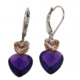 Heart Shape Amethyst Dangle Earrings