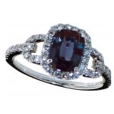 14k Gold 2.06 ct Cushion Alexandrite Diamond Ring