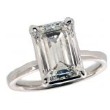 14k Gold 3.01 ct Emerald Cut VS1 Lab Diamond Ring