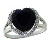 Heart Shape 3.55 ct Black Sapphire & Diamond Ring