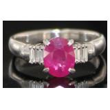 Platinum 1.72 ct Brilliant Ruby & Diamond Ring