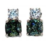 Cushion Cut 2.30 ct Green Sapphire Earrings