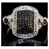 Genuine Black & White Diamond Accented Ring