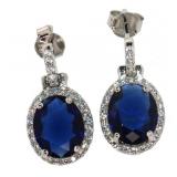 Beautiful Blue & White Sapphire Earrings