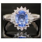 Platinum 1.85 ct GIA Sapphire & Diamond Ring