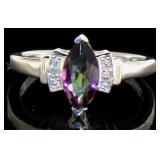 Marquise 1.59 ct Mystic Topaz & Diamond Ring