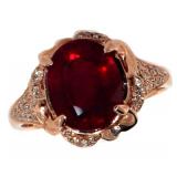 14k Rose Gold 4.79 ct Oval Ruby & Diamond Ring