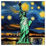 Starry Night Statue of Liberty Hand Signed Charis