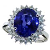 14kt Gold 6.53 ct Oval Sapphire & Diamond Ring