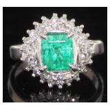 Platinum 1.72 ct GIA Emerald & Diamond Ring