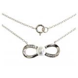 Elegant Pearl & White Sapphire Infinity Necklace