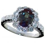 14kt Gold 3.46 ct Oval Alexandrite & Diamond Ring