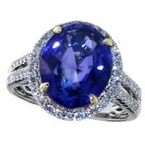 14kt Gold 6.34 ct Oval Sapphire & Diamond Ring