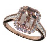 14k Rose Gold 2.51 ct Morganite & Diamond Ring