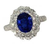 14k Gold 3.67 ct Oval Sapphire & Diamond Ring