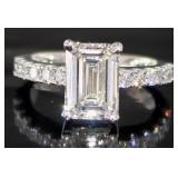 14kt Gold 3.65 ct Emerald Cut Lab Diamond Ring