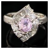 Platinum 2.42 ct GIA Pink Sapphire & Diamond Ring