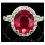 14kt Gold 8.74 ct Oval Ruby & Diamond Ring