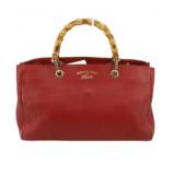 Gucci Red Leather w/ Bamboo Handles Handbag