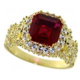 Asscher Cut 2.75 ct Ruby Dinner Ring