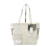 Coach White Signature Patchwork Canvas Handbag