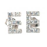 Brilliant White Sapphire E Monogram Earrings