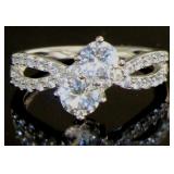 Elegant White Sapphire "Ever Us" 2 Stone Ring