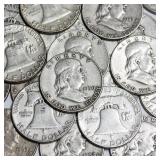 Mixed Date Circulated Franklin Silver Half Dollar