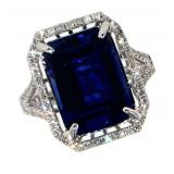 14k Gold 9.77 ct Emerald Sapphire & Diamond Ring