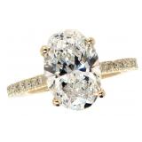 14kt Gold 3.05 ct Oval VVS Lab Diamond Ring