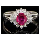 Platinum 1.20 ct GIA Ruby & Diamond Ring