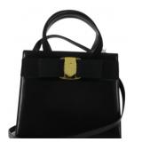 Ferragamo Calf Vala Black Bow Handbag