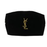 Yves Saint Laurent Black Velour Logo Pouch