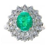 14kt Gold 2.18 ct Oval Emerald & Diamond Ring