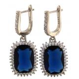 Radiant Cut 16.00 ct Sapphire Dangle Earrings