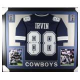 Autographed Michael Irvin Navy Framed Jersey