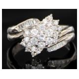 Platinum 1.00 ct Natural Diamond Waterfall Ring