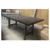 Wooden Table With Metal Base Floor Model