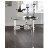 ASHLEY BRADONNI GLASS-TOP CONTEMPORARY END TABLE